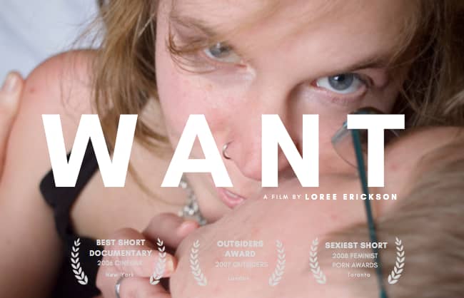 Disabled porn performer Loree Erickson on the adult film poster for WANT.