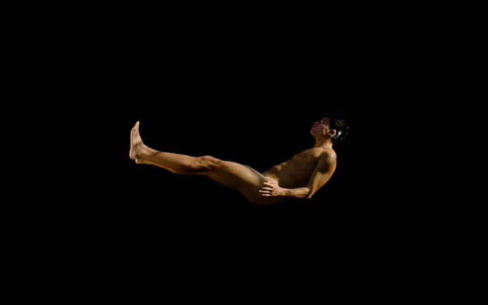 Chella Man nude in artistic falling scene in short film.